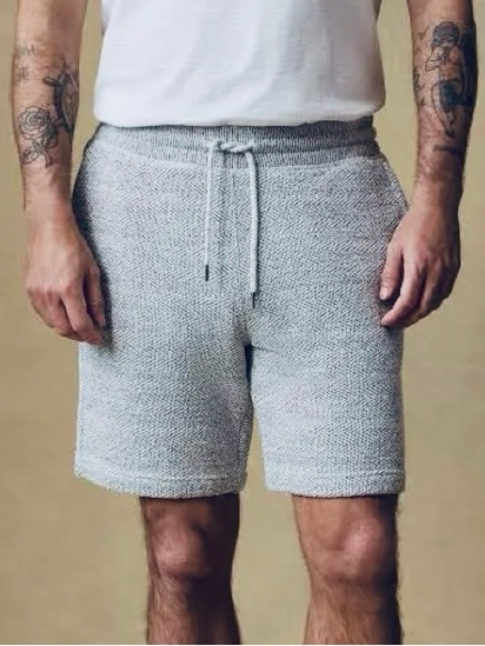 Faherty Whitewater Jacquard Sweatshorts Navy/Gray - Size Medium
